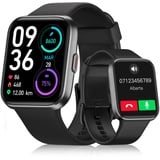 Smartwatch Herren Damen,Smartwatch mit Telefonfunktion,1,7" Touchscreen Schrittzähler Uhr mit Alexa,60+ Sportmodus,Pulsmesser Schlafmonitor SpO2,Whatsapp Erinnerung,IP68 Wasserdicht Fitness Tracker