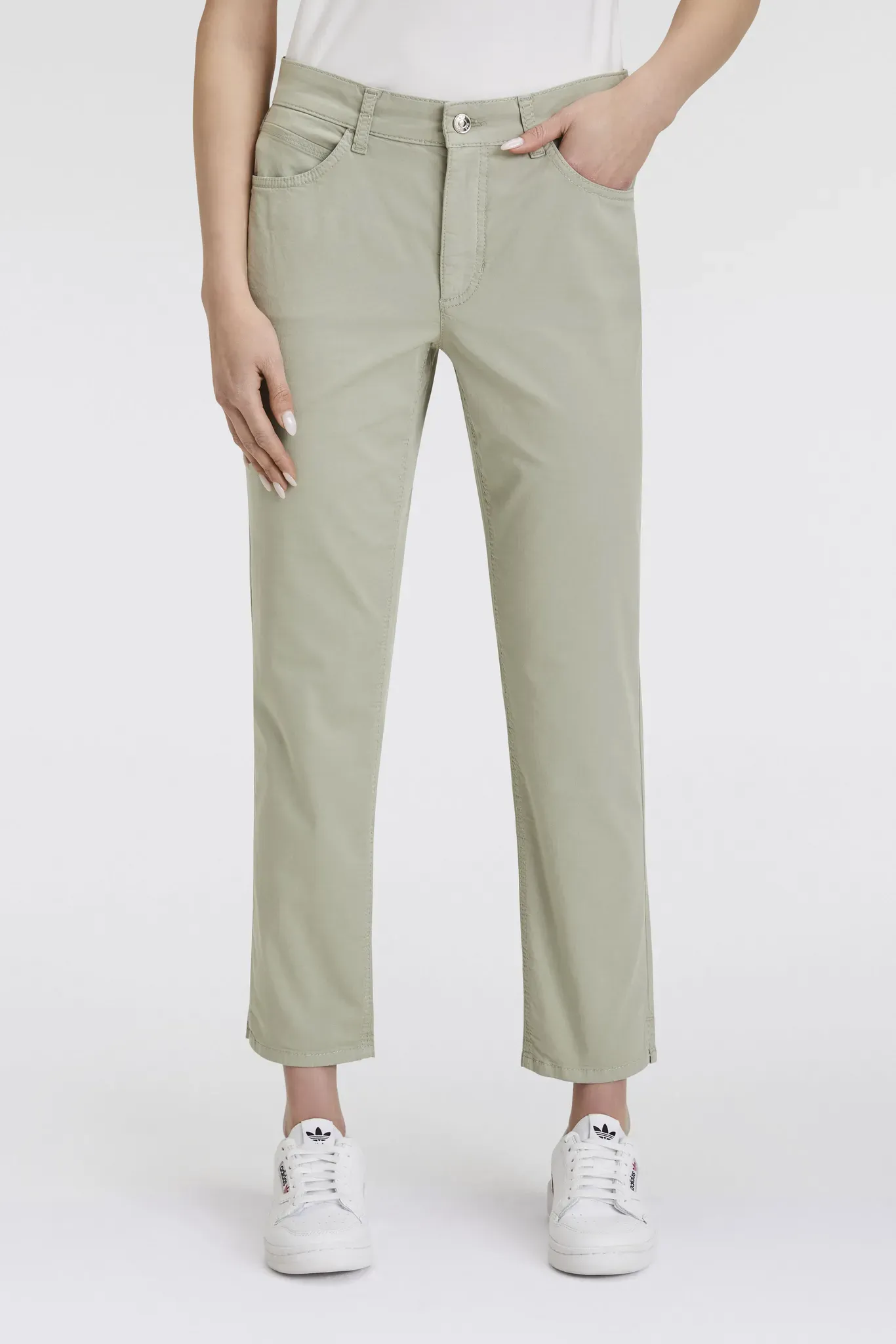 7/8-Hose MAC "Melanie Summer" Gr. 38, Länge 27, grau (dried rosemary) Damen Hosen Verkürzt in sommerlicher Qualität