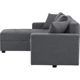 Ecksofa "KILLAM, 217 cm, L-Form, mit Schlaffunktion u. Bettkasten", grau (anthrazit), B:217cm H:85cm T:154cm, 100% Polyester, Sofas, Ecksofa, Recamiere rechts / links montierbar, in Cord und Webstoff