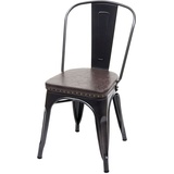 Mendler 2er-Set Esszimmerstuhl HWC-H10e, Küchenstuhl Stuhl Chesterfield Metall Kunstleder Industrial Gastronomie ~ schwarz-braun