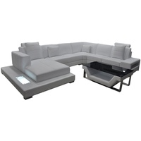 JVmoebel Ecksofa Eck Leder Sofa Couch Polster Ecke Sitz U Form Wohnlandschaft Design weiß