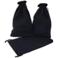 Frau WUNDERVoll® 12 Geschenksäckchen schwarz 20 x 12 cm Baumwolle Adventskalender Säckchen Stoffbeutel zum Basteln und befüllen Gastgeschenk Hochzeit