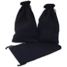 Frau WUNDERVoll® 12 Geschenksäckchen schwarz 20 x 12 cm Baumwolle Adventskalender Säckchen Stoffbeutel zum Basteln und befüllen Gastgeschenk Hochzeit