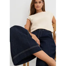 bonprix Weite Jeans Loose Fit Passform, High Waist, mit Bundfalten blau 44