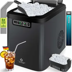 KESSER® Eiswürfelbereiter   Eiswürfelmaschine Edelstahl   Ice Maker   12 in 24h   Zubereitung in 7 min   2,2 Liter Wassertank   2 Eiswürfel-Größen   LED-Display   Selbstreinigungsfunktion mit Zubehör