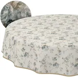 ANRO Tischdecke abwaschbar Alisa Rund 140 cm Blau