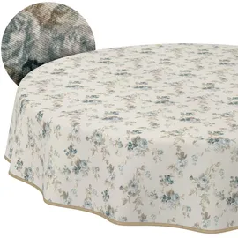 ANRO Tischdecke abwaschbar Alisa Rund 140 cm Blau