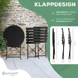 Kesser KESSER® Bistroset 3-teilig Bistrotisch mit 2 klappbaren Stühle Set Balkonset Balkonmöbel Klapp-Möbel Gartenset Sitzgarnitur Gartengarnitur Gartenmöbel Sitzgruppe Metall Bistro Gartentisch inkl. Abdeckung