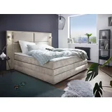 COLLECTION AB Boxspringbett Copenhagen, inklusive Bettkasten, Topper, wahlweise mit LED-Beleuchtung, grau