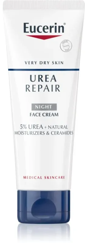 Eucerin UreaRepair Night Cream Nachtcreme für Gesicht, Hals und Dekolleté ohne Parfümierung 50 ml
