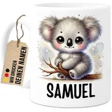 Tassenliebling® Koala Tasse personalisiert – Kindertasse mit Namen – Tiere Geschenke – Tasse mit Namen Kind – Personalisierte Geschenke Kinder – Kinderbecher aus Keramik 330ml
