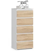 Akord Kommode AKORD CL5 40 x 92 x 35 cm Weiß / Sonoma Eiche