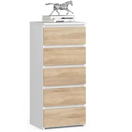 Akord Kommode AKORD CL5 40 x 92 x 35 cm Weiß / Sonoma Eiche