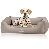 Knuffelwuff orthopädisches Hundebett Oliver, XL - Hellbraun | Easy Clean Wildlederoptik | Memory Foam | wasserabweisend waschbar | gelenkschonend robust für kleine bis große Hunde
