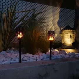 Lumi Jardin Solarleuchte Kunststoff 70 cm 2er Set schwarz