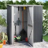 Tidyard Geräteschuppen Metall Gerätehaus Gartenhaus Gartenschuppen Lagerschuppen Gartenschrank Metall-Schrank Metallgerätehaus Schuppen Anthrazit 180,5x97x209,5 cm Verzinkter Stahl