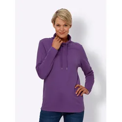 Stehkragenshirt CLASSIC BASICS "Langarm-Shirt", Damen, Gr. 48, lila, 100% Baumwolle, unifarben, Langarm, Shirts