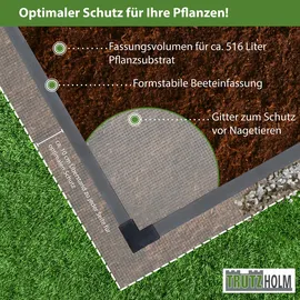 Trutzholm Hochbeet Beeteinfassung mit Wühlmausgitter 100 x 100 x 56 cm Holzoptik