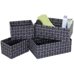 4er Set Aufbewahrungskorb MCW-C37, Dekokorb Korb Körbchen Aufbewahrung Regalkorb Deko ~ dunkelgrau