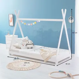 Idimex Hausbett ELIN 90 x 200 cm Kiefer lackiert weiß