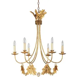 Kronleuchter Sweet Olive mit 6 Lichtern, vergoldetes Gold