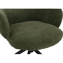 Mendler 6er-Set Esszimmerstuhl HWC-O77, Küchenstuhl Stuhl, drehbar Auto-Return, Stoff (310g/m2) Chenille Öko-Tex - olivgrün