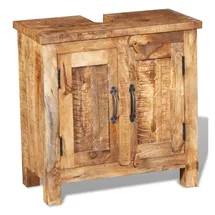 vidaXL Badkommode mit Spiegel Massivholz Mango