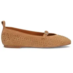 Alpe für Damen. 541611 Braune Liss Leder Ballerinas (40), Wohnung, Schnalle, Lässig