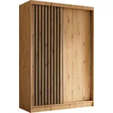 altdecor Kleiderschrank, Eiche Artisan, Schwarz, Holzwerkstoff, 150x216x61 cm, Schlafzimmer, Kleiderschränke