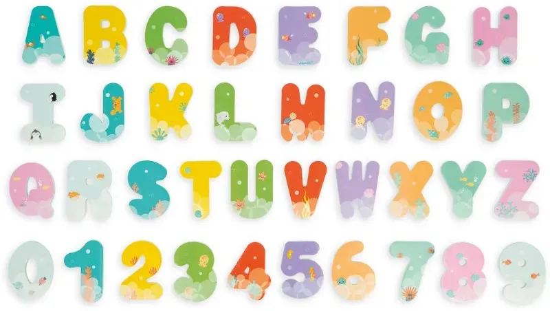 Janod Bath Toy Letters & Numbers Wasserspielzeug 2 y+ 36 St.