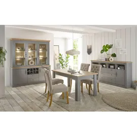 furn.design Esstisch "Rideau" in grau Eiche Artisan, Holzwerkstoff, Nachbildung,Eiche, Uni, Holz Optik, Rechteckig, eckig, 90x76x160 cm - Grau/Naturbelassen