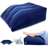 LuxoCare Venenkissen Beinhochlagerungskissen Aufblasbare&Schlafmasken Set - Keilkissen für Schlaf,Schwangerschaft&OP-Erholung,Venenkissen zur Entlastung der Beine&Förderung der Durchblutung (Blue)