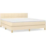 vidaXL Boxspringbett mit Matratze Creme 160x200 cm Stoff