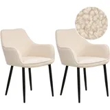 Beliani Esszimmerstuhl 2er Set ALDEN Bouclé Hellbeige