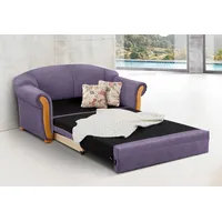 2-Sitzer HOME AFFAIRE "Milano, Schlafsofa im Landhaus-Stil, bequem, Liegefläche 188/124cm", lila (flieder), B:174cm H:87cm T:88cm, Chenille (70% Polyacryl, 30% Polyester) auf Korpus und Zierkissen, Sitz und Rücken im Blumenmuster »Paradise« (100% Polyester), Sofas, mit Bettfunktion