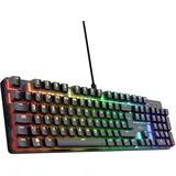 Trust GXT 871 Zora Mechanische Tastatur Deutsches QWERTZ Layout mit RGB Beleuchtung, Lineare Huano Switches, N-Key Rollover Anti-Ghosting, USB Programmierbare Gaming Tastatur für PC Laptop