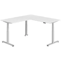 Bümö Eckschreibtisch Weiß, Silber, Nachbildung, Rechteckig, 180x74x200 cm, FSC