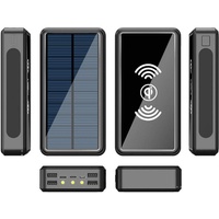 100000 mAh Powerbank, drahtloses tragbares Ladegerät, Solartelefon-Ladegerät mit Taschenlampe, Externe Solar-Backup-Batteriebank, Schnellladung, 4 Ausgangsanschlüsse für Camping, Wandern, Ausflüge