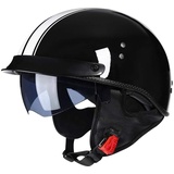 Motorrad Jethelm Mit Visier, Halbhelm Retro Motorradhelm, Für Bike Cruiser Chopper Moped Scooter Offenem Herren Und Damen Helm DOT/ECE-Zertifizierung