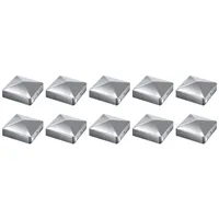 Clanmacy Pfostenkappe 10x Pfostenkappe Pyramide 91X91mm Zaunkappe für Pfosten Silber silberfarben 9.1 cm