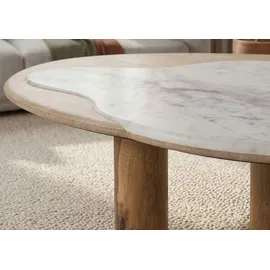 MASSIVMOEBEL24.DE Couchtisch Sheesham Weiß 120 x 70 x 35 cm