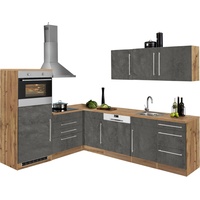 Kochstation HELD MÖBEL Winkelküche »Samos«, mit E-Geräten, Stellbreite 200/270 cm grau