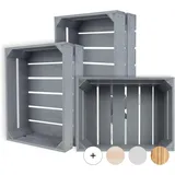 Creative Deco Holzkiste 40 x 30 x 15 cm 3-tlg. grau