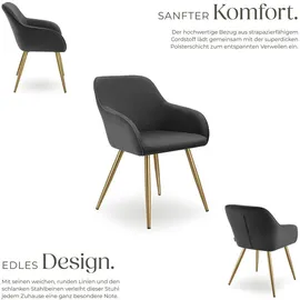Tectake tectake® Esszimmerstuhl, gepolstert, in Cordoptik, robuste Stahlbeine, 58 x 62 x 82 cm