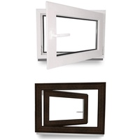 Kellerfenster - Kunststofffenster - Fenster - 3 fach Verglasung - innen Weiß/außen Dark Oak - BxH: 850 mm x 800 mm - DIN Rechts
