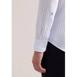 Seidensticker Businesshemd "Schwarze Rose", Herren, Gr. S (38), normale Ärmellängen, blau, 100% Baumwolle, gestreift, slim fit, 2-Knopf-Manschette, Hemden, Slim 1/1 Kentkragen Gestreift