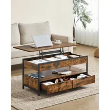 VASAGLE Couchtisch höhenverstellbar Braun Schwarz 50 x 100 x 48-63 cm