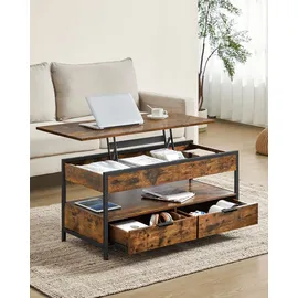 VASAGLE Couchtisch höhenverstellbar Braun Schwarz 50 x 100 x 48-63 cm