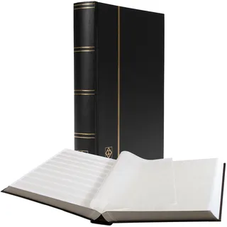 Leuchtturm 325030 Briefmarken-Sammel-Album - Einsteckbuch Basic - 64 weiße DIN A4-Seiten, unwattiert - Cover Schwarz