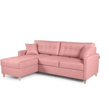 Fun Möbel Ecksofa Schlafsofa MOLDE Stoff (FUEGO) Rosa Ottomane Links
